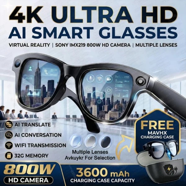 kf-Ad3eb25323a024e0aa63deb756aef86acE SaeeNova New 32G Memory 800W 4K Camera Smart Glasses