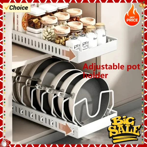 SaeeNova Pull-Out Pots, Pans & Lid Kitchen Organizer