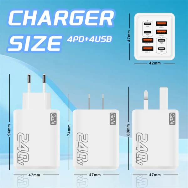 kf-S2d15a880c8ed4e93ad009fd80651cae14 SaeeNova 240W 8 in 1 USB C Fast Charging Travel Charger