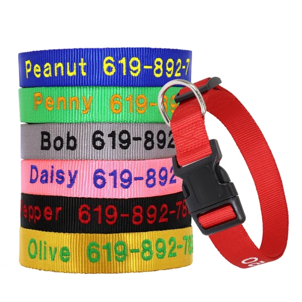 kf-S3ad915f4d1ae4d3391981b99496f11c6U SaeeNova Adjustable Nylon Embroidered Dog Collar