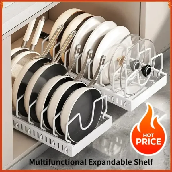 SaeeNova Pull-Out Pots, Pans & Lid Kitchen Organizer