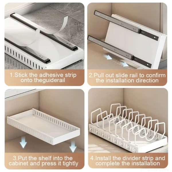 SaeeNova Pull-Out Pots, Pans & Lid Kitchen Organizer